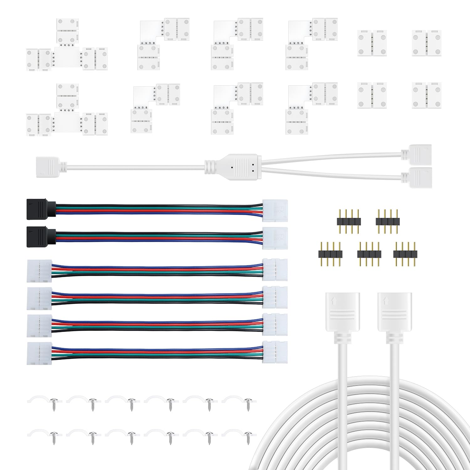 REDTRONRGB LED Strip Light Kit - Includes L, T Connectors, 2M LED Extension, Jumpers & Male Connectors