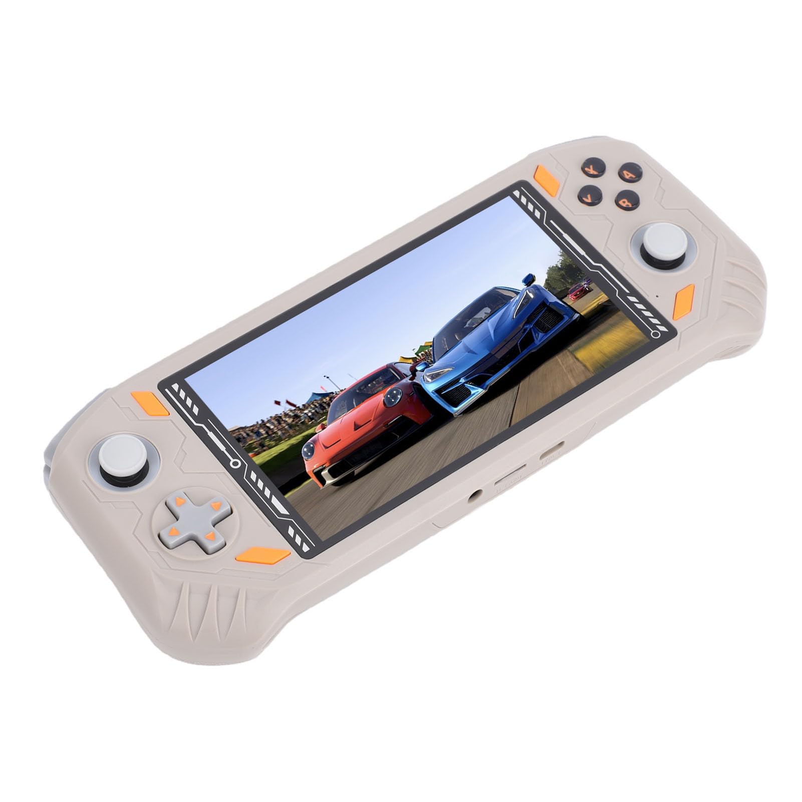 LICAEVEY 5,5-Zoll-Handheld-Spielekonsole für Gaming-Enthusiasten, Tragbarer Gaming-Player mit RK3562 Quad-Core-Chip, HD-Multimedia-Schnittstelle und Zwei Controllern (Beige)
