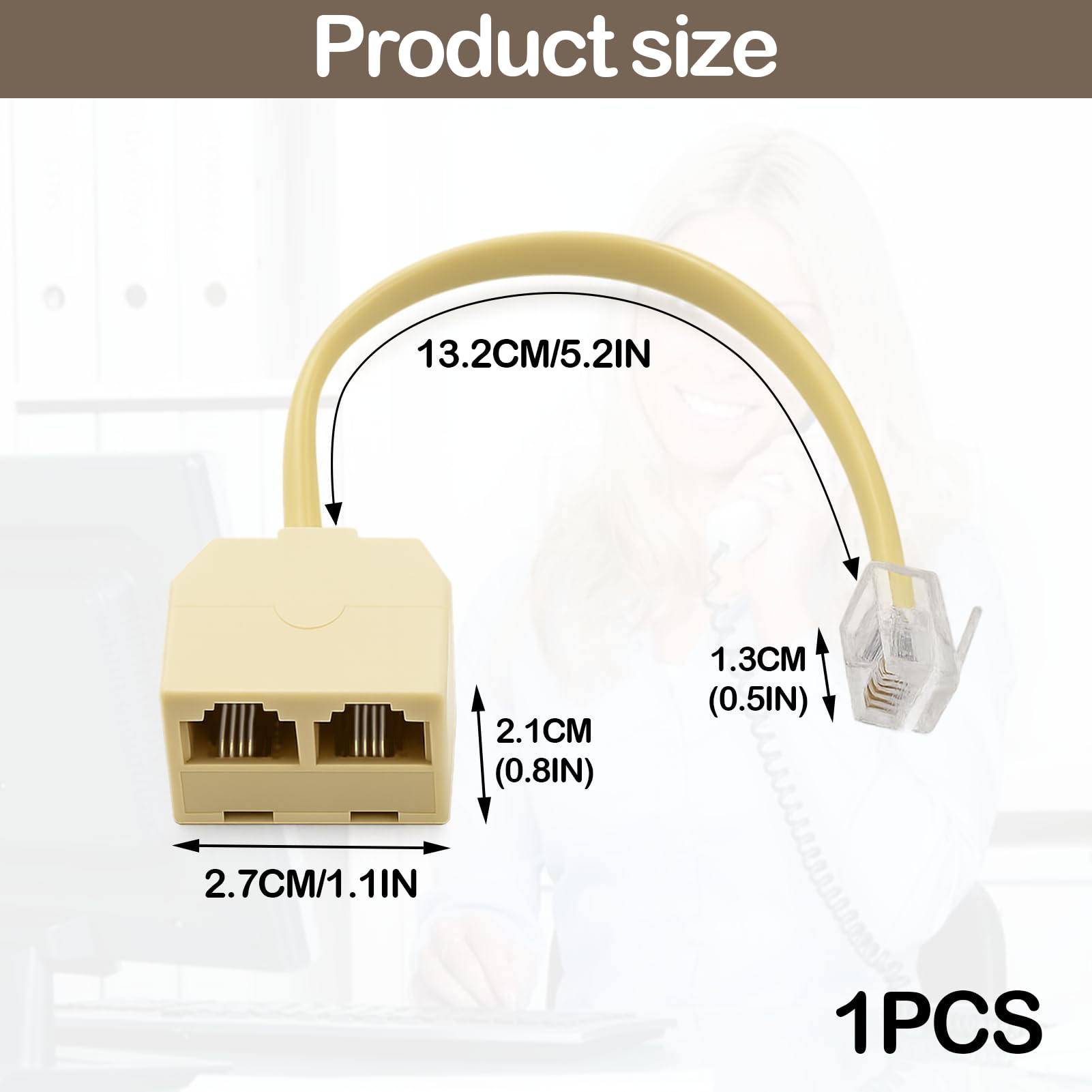 Biforcatore Telefono RJ11 Con Cavo 10cm - Adattatore Maschio A Doppia Femmina 6P4C, Per Linea Telefonica