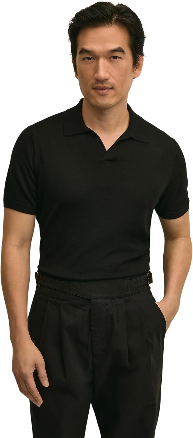 Brooks Brothers Men's Lightweight Luxe All-Season Johnny Collar Sweater Polo