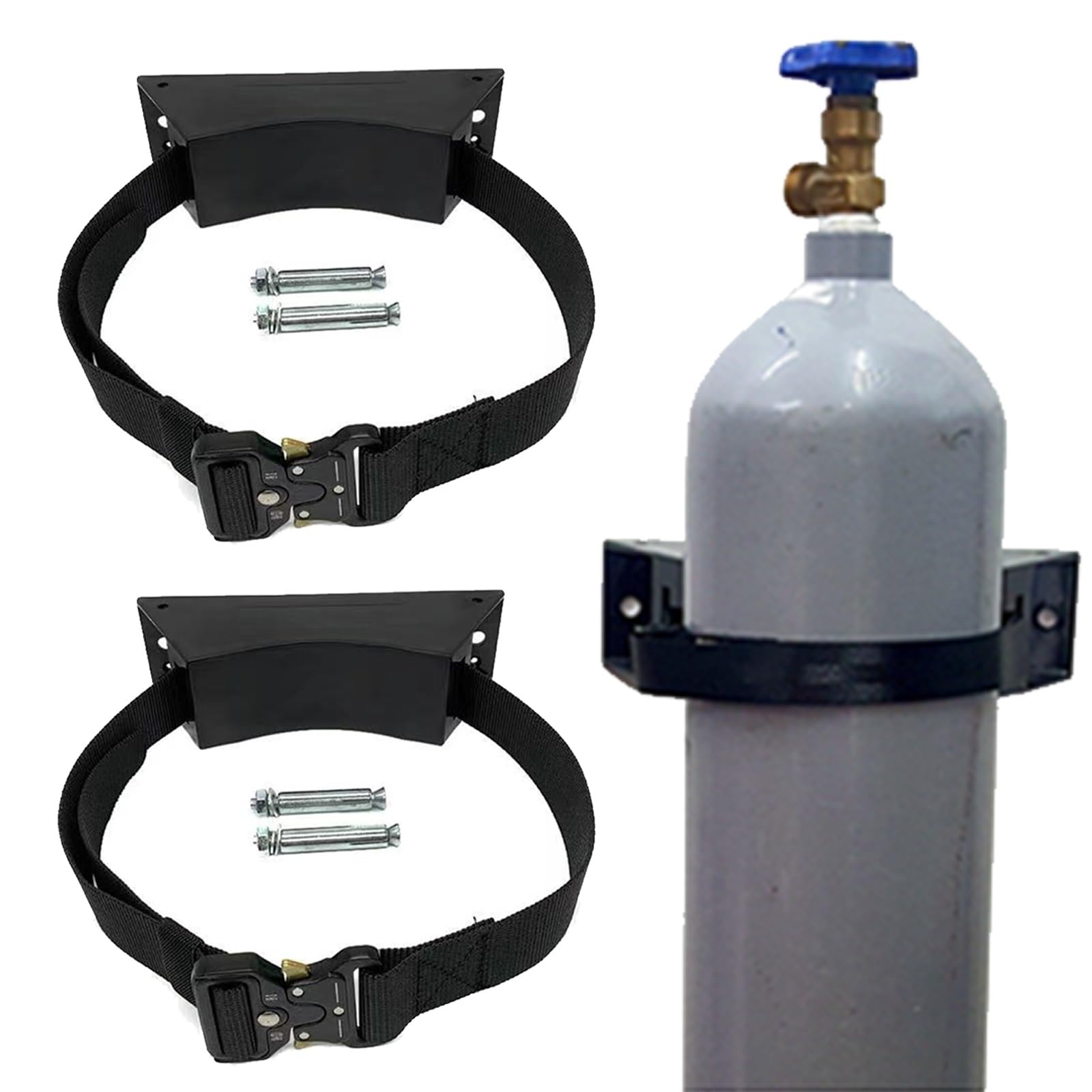 Soporte Para Bombonas De Gas Soporte Fijo Para Cilindros De Gas (2 Unidades), Soporte De Pared Industrial Para Cilindros De Oxígeno Para Caravanas, Ambulancias Y Residencias De Ancianos(Black 2pcs)