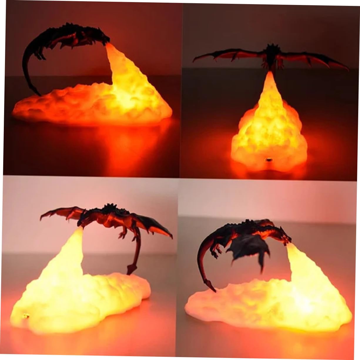 Ipetboom Lampe 3d Dragon en Pla Lumière LED Tactile et Recharge Usb, Veilleuse Décorative pour Anniversaire Garçon et Filles et Décoration de Fête