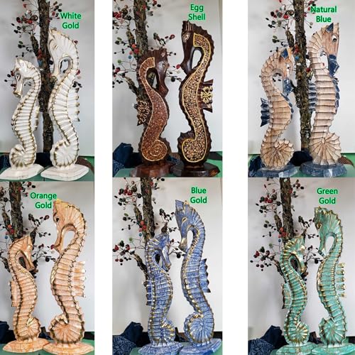 Estatua Decorativa de Caballito de Mar de Madera 20 Pulgadas miniatura 6