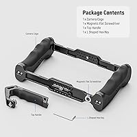 Vista 9 de NEEWER Universal Camera Cage & Top Handle with 3/8" ARRI Locating Pins Kit, Video Rig Camera Stabilizer with Arca Type Base, Dual Handgrips