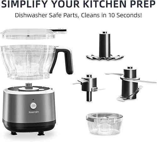 Miniatura 7 de Mini procesador de alimentos y picador de verduras, picadora eléctrica de alimentos para máquina de alimentos para bebés, recipientes dobles de 40.5