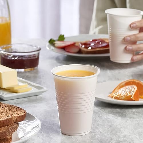 Miniatura 9 de Comfy Package Paquete de 500 vasos de plástico blancos, pequeños vasos desechables para baño de polipropileno, enjuague bucal