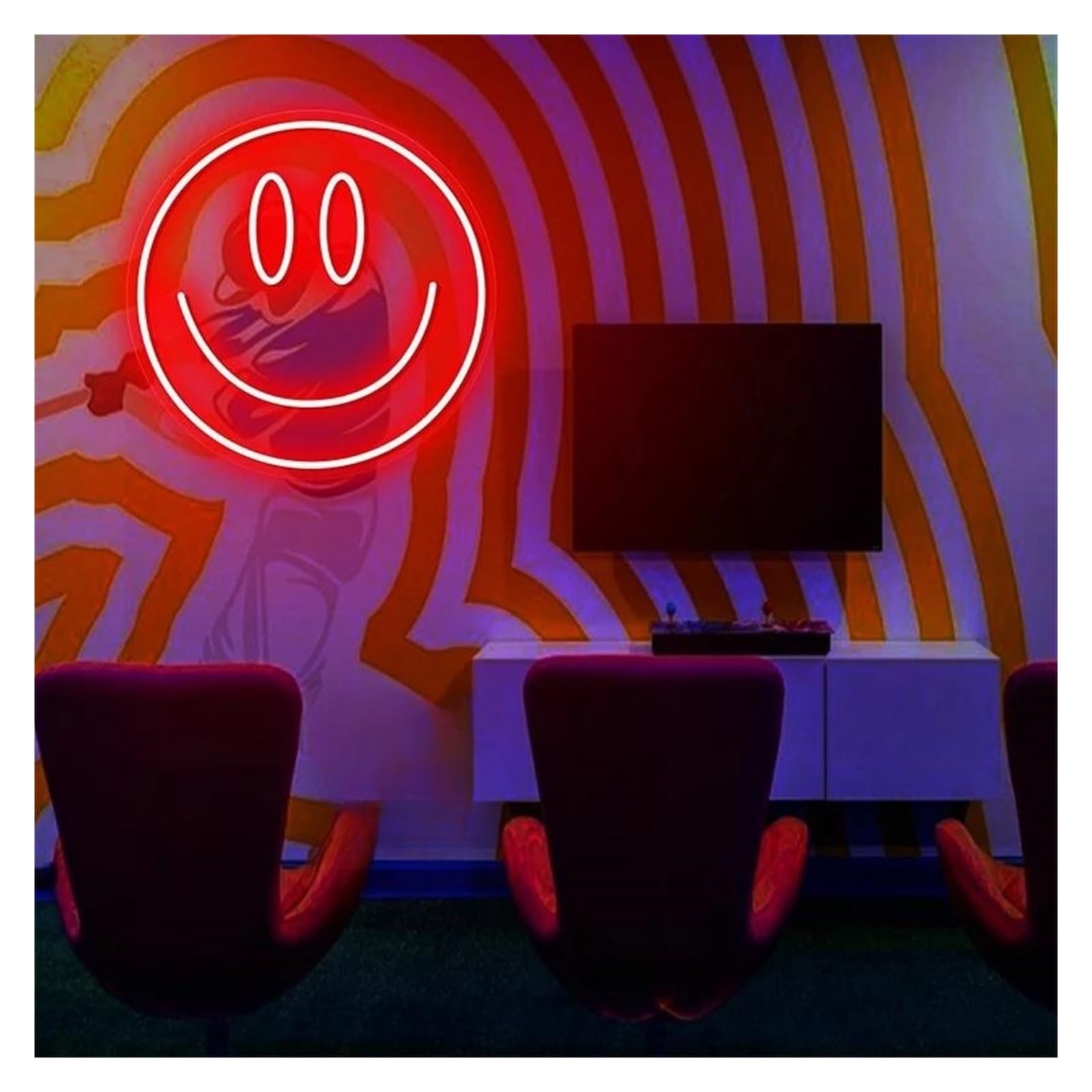 Lemst G Signs Lamp Smile Face Neon Signs Usb Powered Adjustable Brightness Round Face Neon Lights, Suitable For Bistro Party Decor 20Cmx20cm(G)