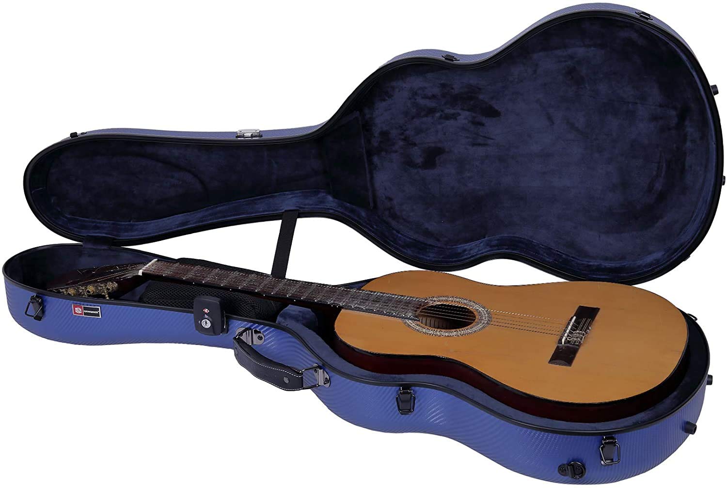 Crossrock Polycarbonat Koffer passend für 4/4 Klassikgitarren, kratzfester Flightcase in Blau (CRF4020CBL)
