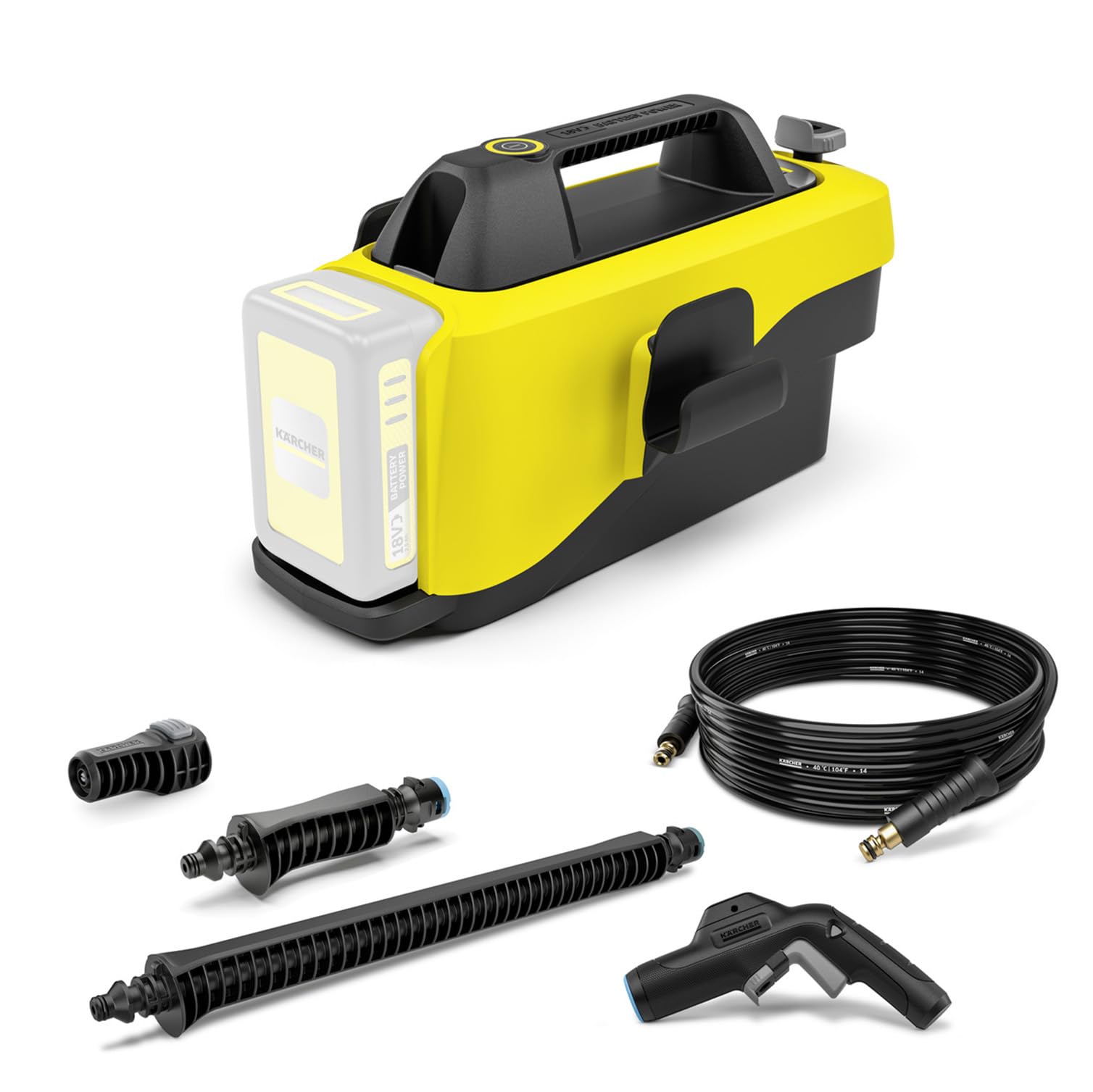 Kärcher Mobile Outdoor Cleaner OC 6-18 (presión Media 24 Bar, Manguera Flexible de 4 m, sin batería y sin Cargador rápido), Color Amarillo, Single, 1.328-500.0