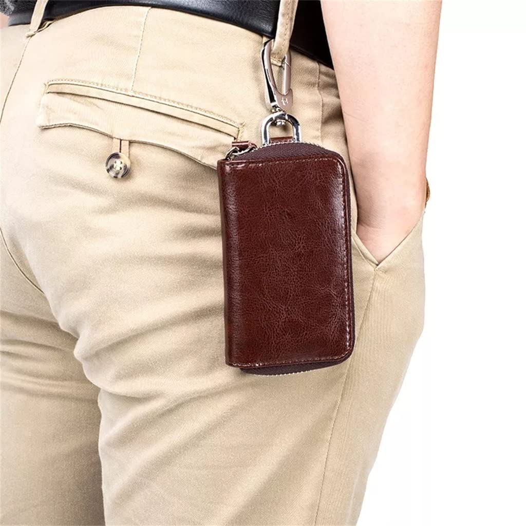 WASHLA Schlüsselmappe Herren/Damen Schlüsselanhänger Butler Schlüssel Aufbewahrungsbox Schlüssel Reißverschluss Schlüsseletui (Farbe: A, Größe: 1) (Schwarz 1)