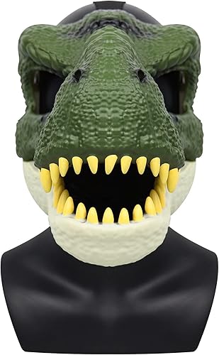 Miniatura 2 de Máscara de dinosaurio con mandíbula móvil para niños, boca abierta, látex de terror, diadema de dinosaurio para Halloween, fiesta de cosplay,