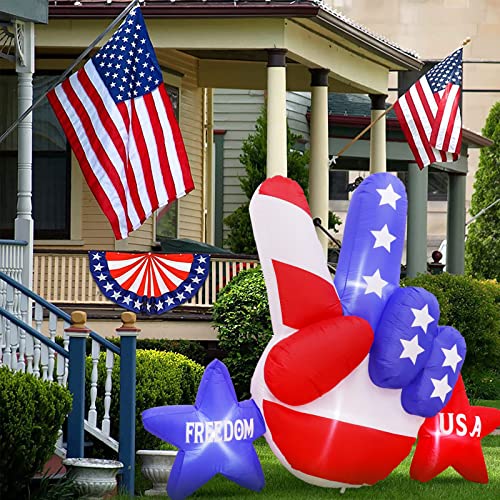 Aerwo 6Ft Patriotic Independence Day 4Th Of July Inflatable, Victory Gesture Blow Up Patriotic Inflatable With Led Lights For Patriotic Decorations Independence Day Indoor Outdoor Yard Garden Decor #TOP5