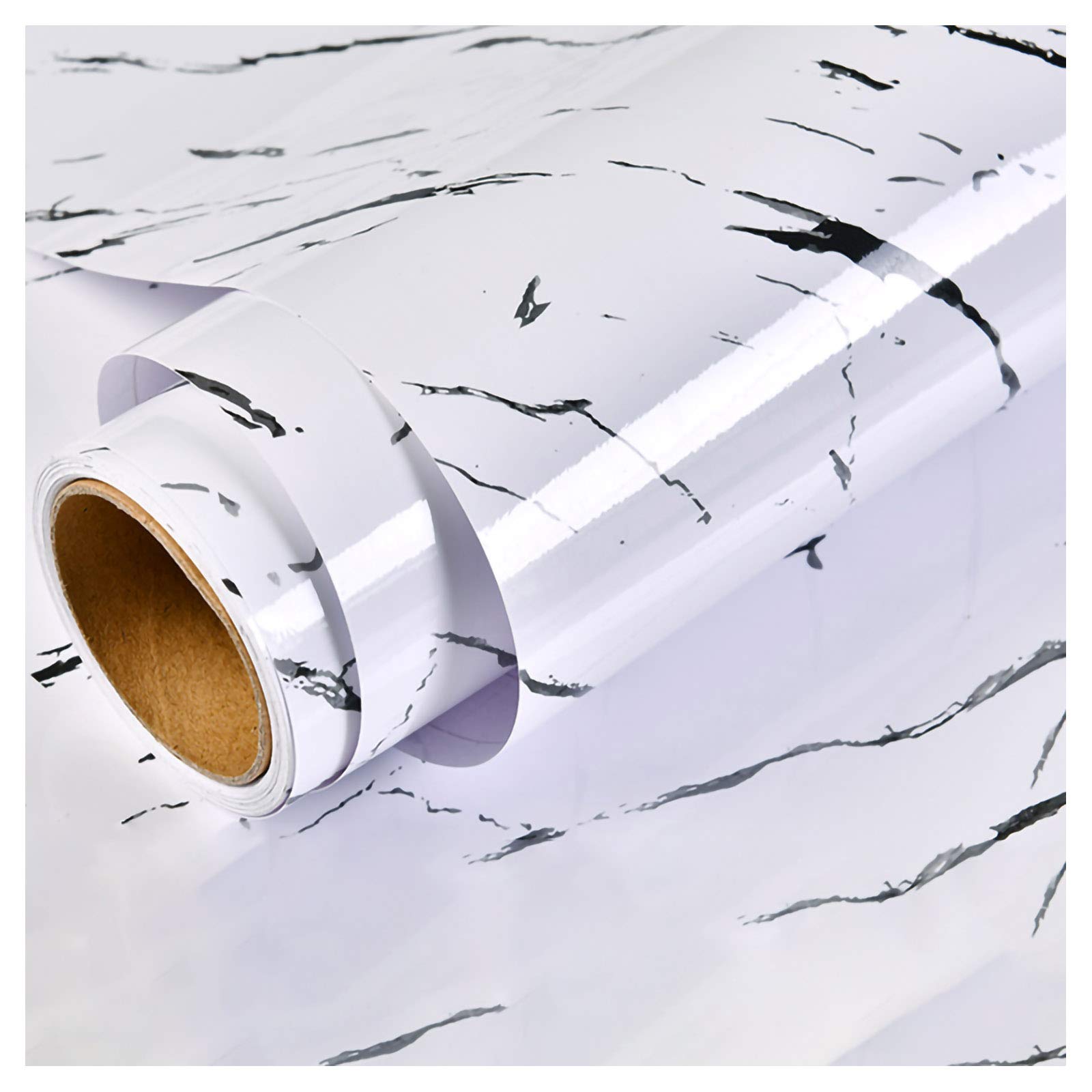 Vinilo para muebles de cocina blanco con líneas negras en rollo de 60cmx5m