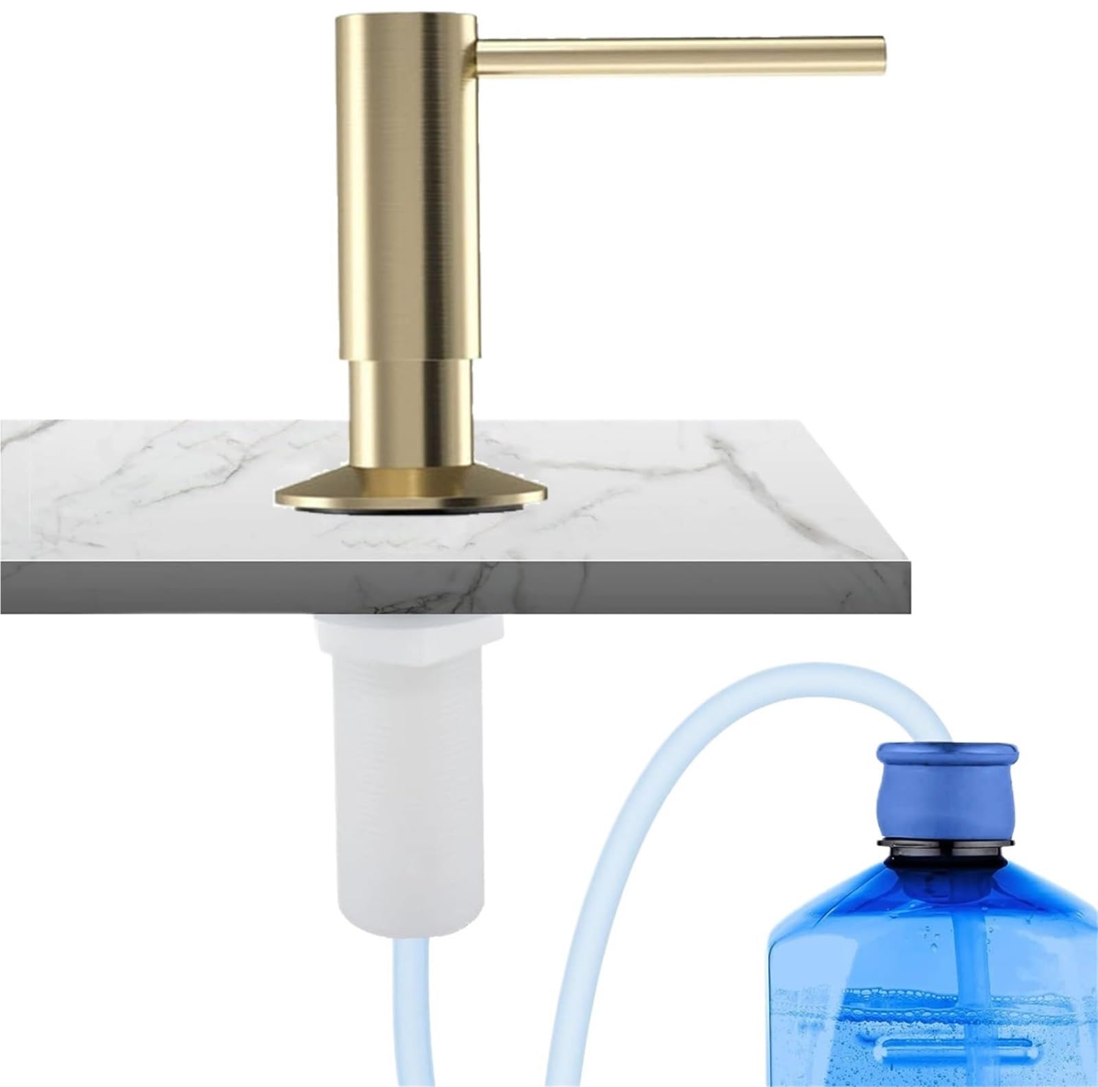 Sink Soap Dispenser Brass Kitchen Sink Soap Dispenser Built-in | 17oz Refillable Countertop Pump With 120mm Extension Tube Rustproof Bathroom(Gold)