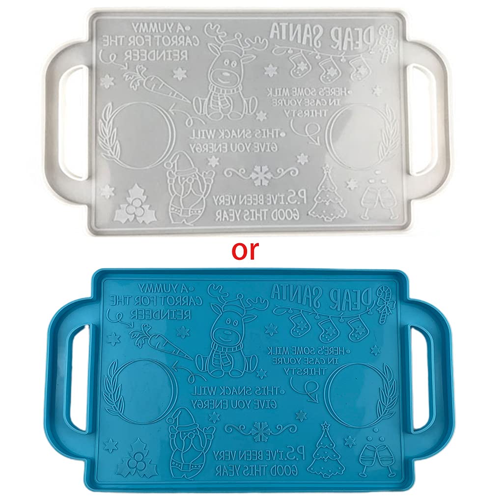 Wwhjr Christmas Tray Epoxy Resin Mold Fruit Snack Serving Plate Silicone Mould