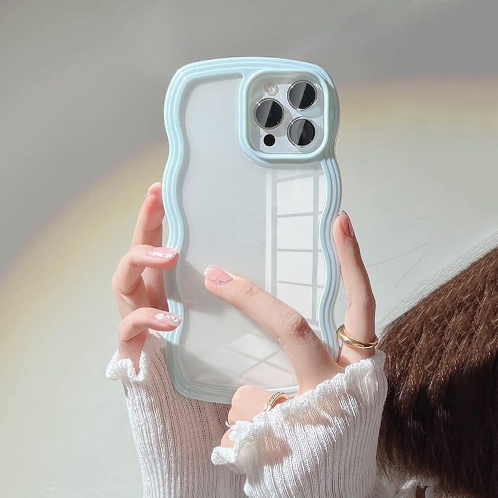 QLTYPRI Custodia per iPhone 12 Pro Max Cover, iPhone 12 Pro Max Custodia Trasparente per Ragazze Donne, Silicone Morbido TPU Bordi Curvi Ondulati Antiurto Protettiva Case - Bianco