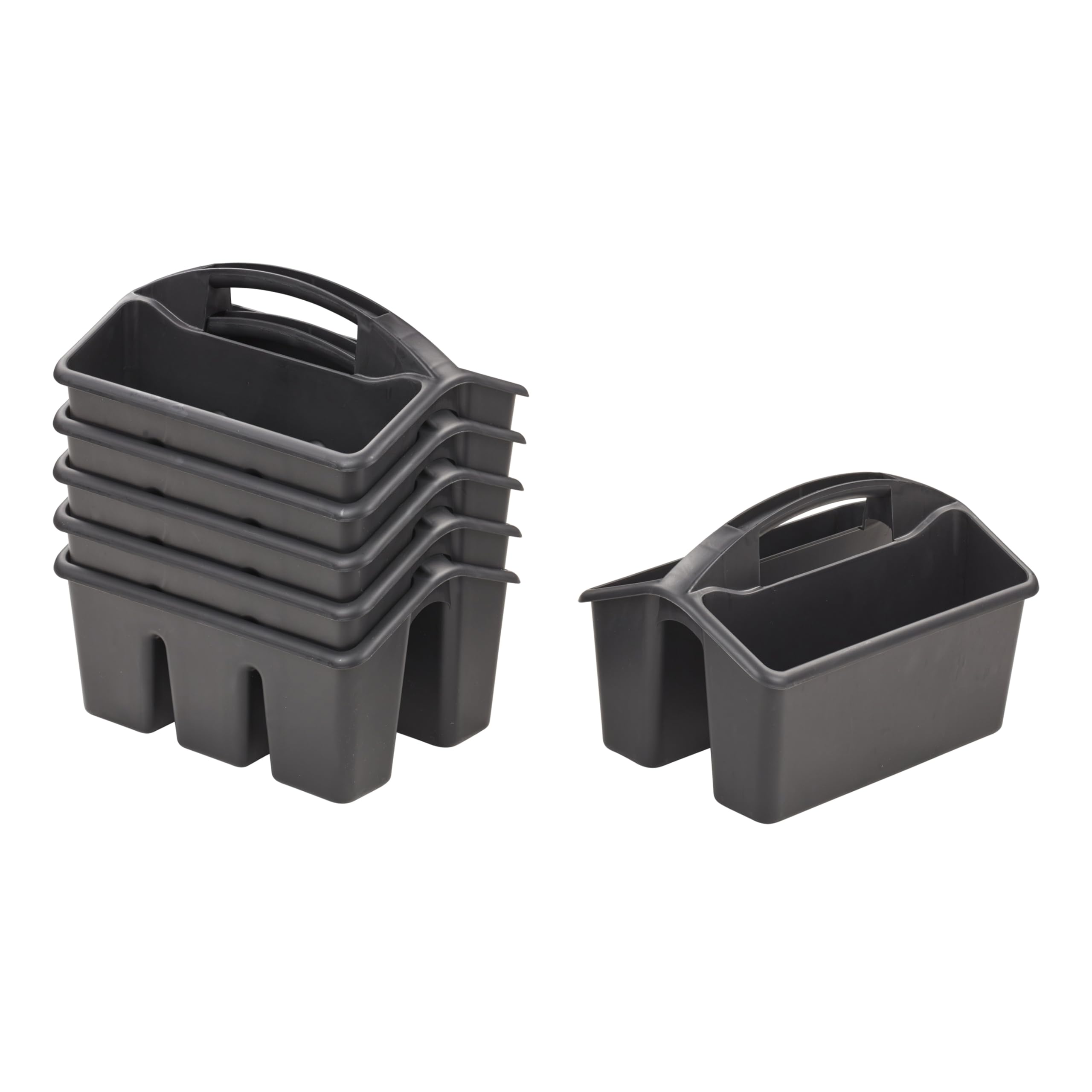 ECR4Kids 4-Compartment Small Caddy, Storage Organizer, Black, 6-Pack