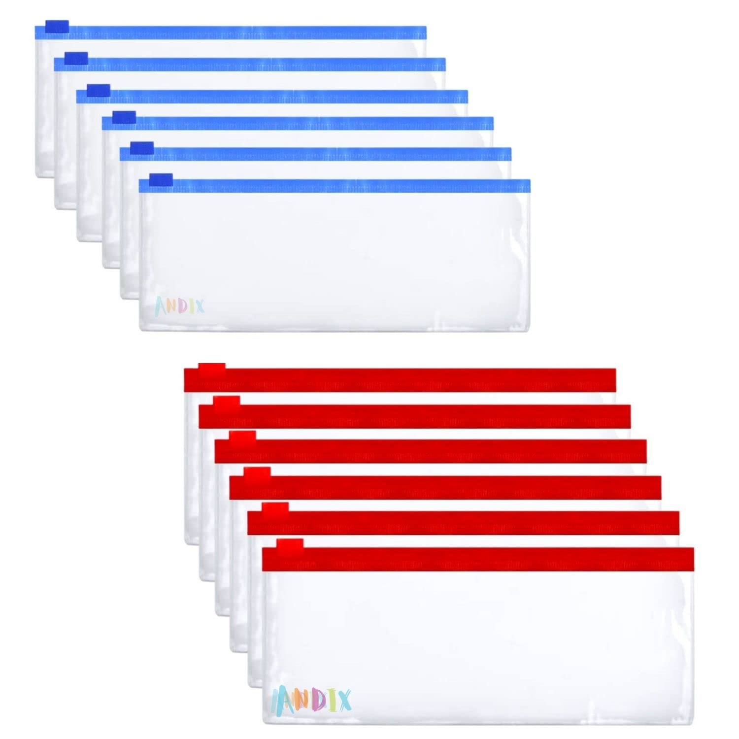 Sloies Transparent Pouch/Multipurpose Waterproof Zipper Pouches Document Holder/Pen Pencil Case/Stationery Storage Bags/Cosmetic Pouch/Travel Organizer (BlueRed, Pack of 20) (B09YTYCVRS) Amazon Price History, Amazon Price Tracker