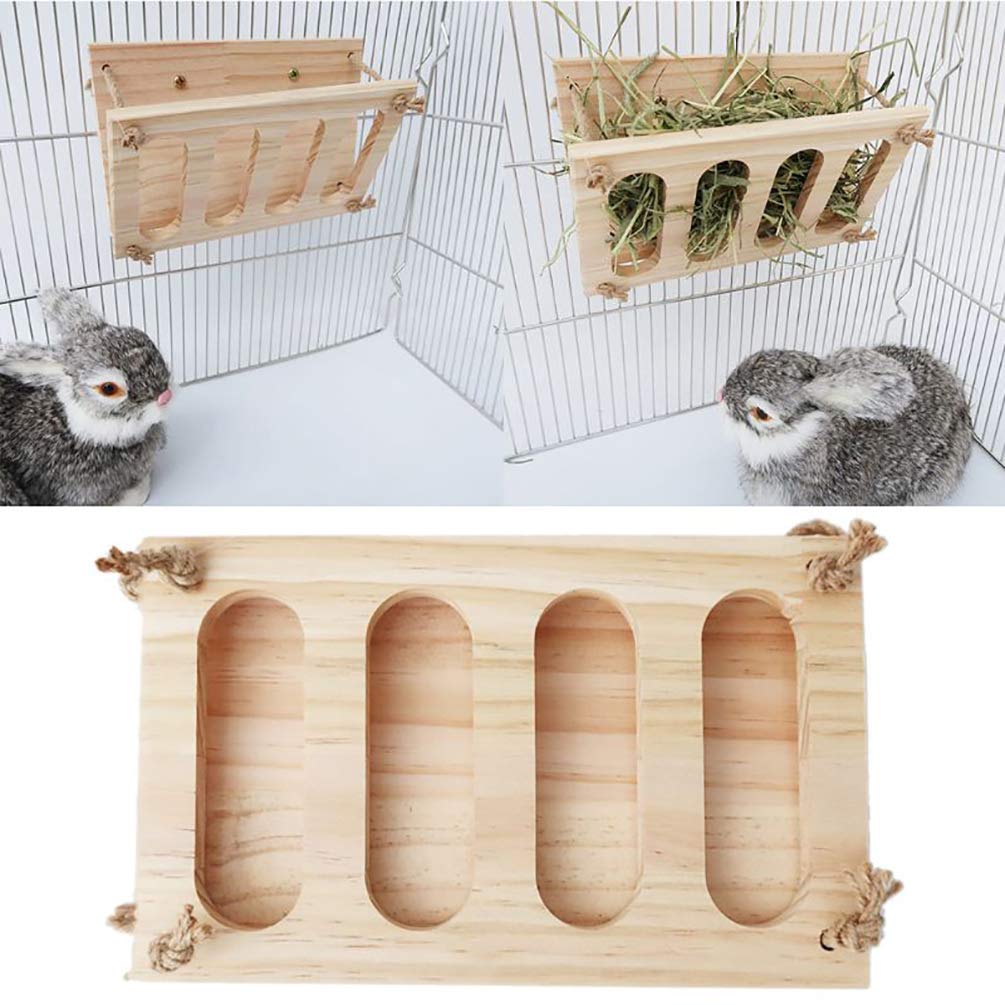 Tfwadmx Bunny Hay Feeder Rabbit Food Dispenser Small Animal Hay Feeder Chinchilla Hay Rack Wooden Hay Manger Rack Holder Minimizing Waste for Guinea Pig Chinchilla Hamster - image 3