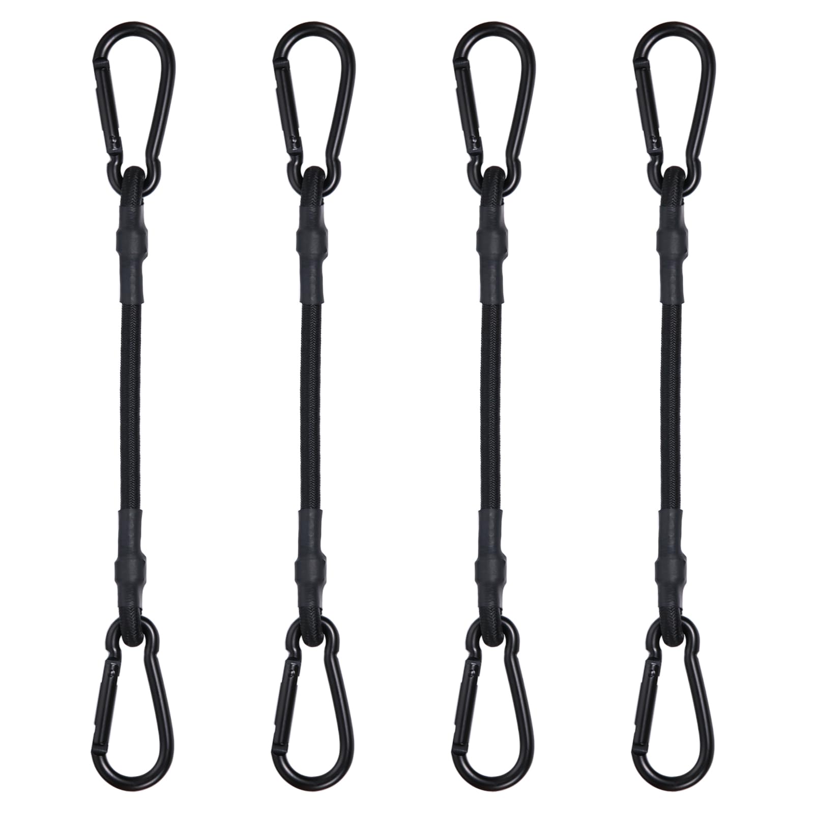 Tendeurs élastiques Avec Mousqueton Lot De 8 - Longueur Réglable 18-200 Cm, Caoutchouc Renforcé, Crochets Inox - Pour Voiture, Camping, Bâches, Bagages
