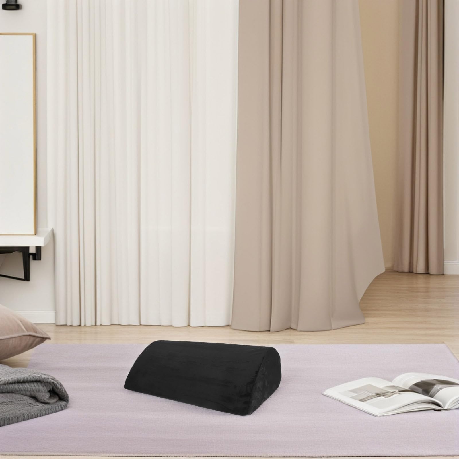 SHINEOFI Reposapiés Ergonómico de Espuma Viscoelástica con Asa, Soporte Estable y Funda Lavable para Uso en Casa y Oficina, Diseño Portátil Rectangular