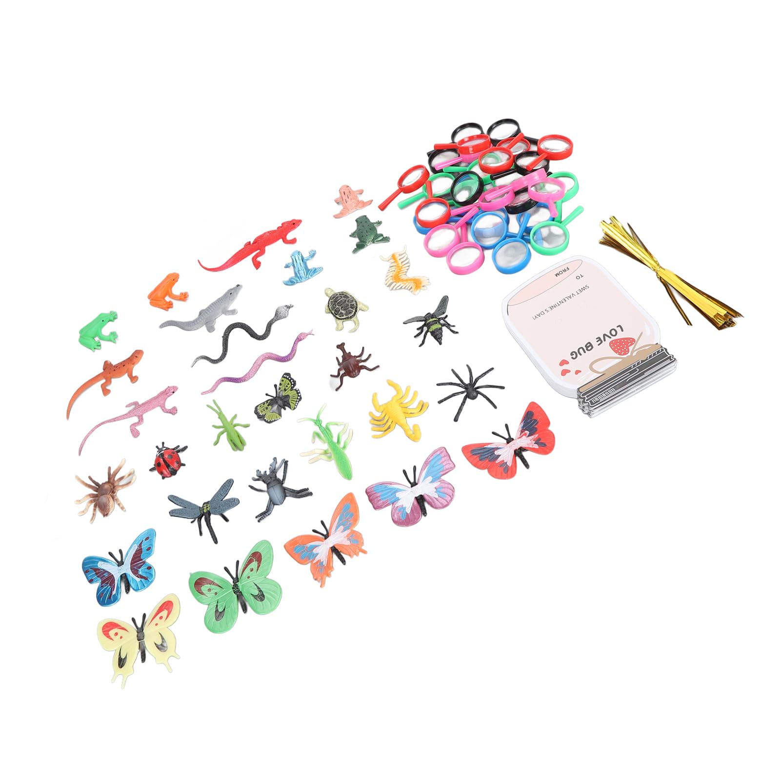 Cocoarm Biglietti di San Carta e Plastica Set di Carte Regalo con Insetti d'amore 30 Biglietti con Decorazioni di Insetti Facile da Montare per Bambini Adulti Feste in Classe e Bomboniere di San