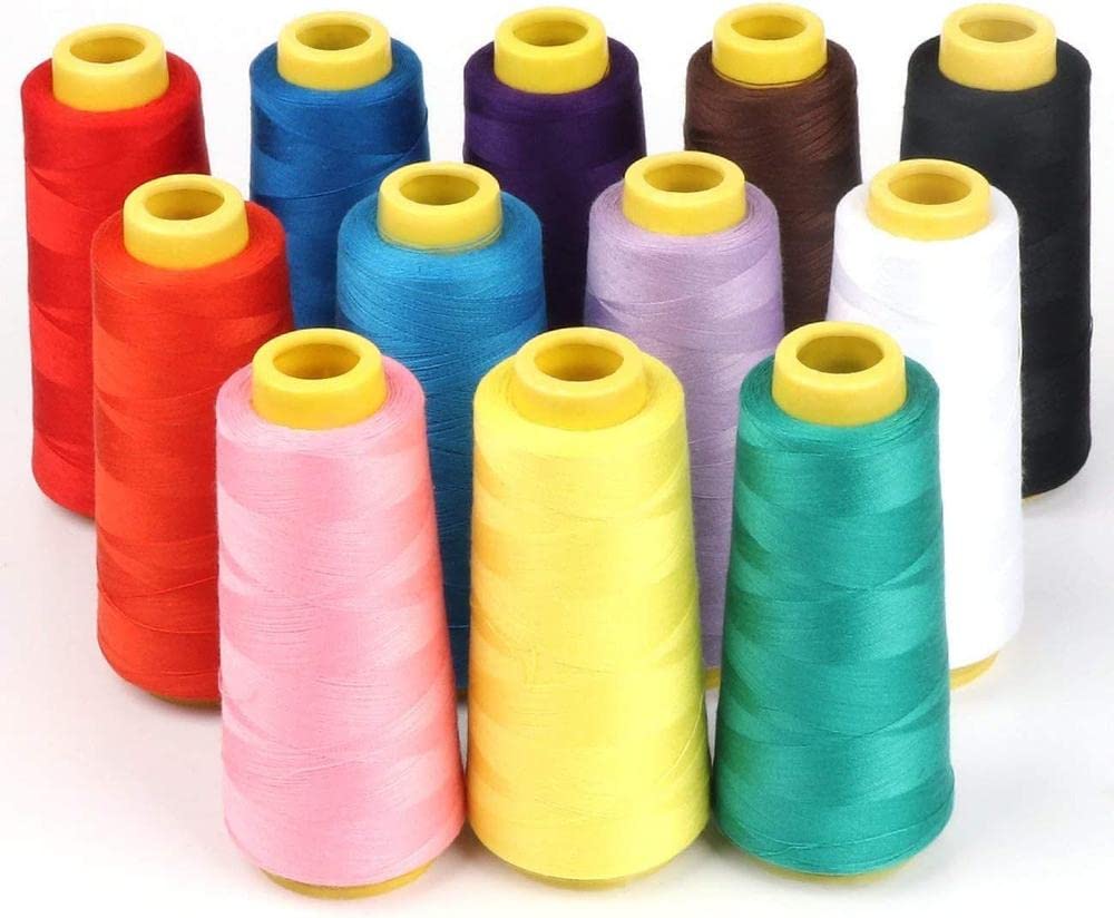 Bobine di filo di poliestere per macchina da cucire per ricamo Serger Quilting 12 rotoli x 1500 m