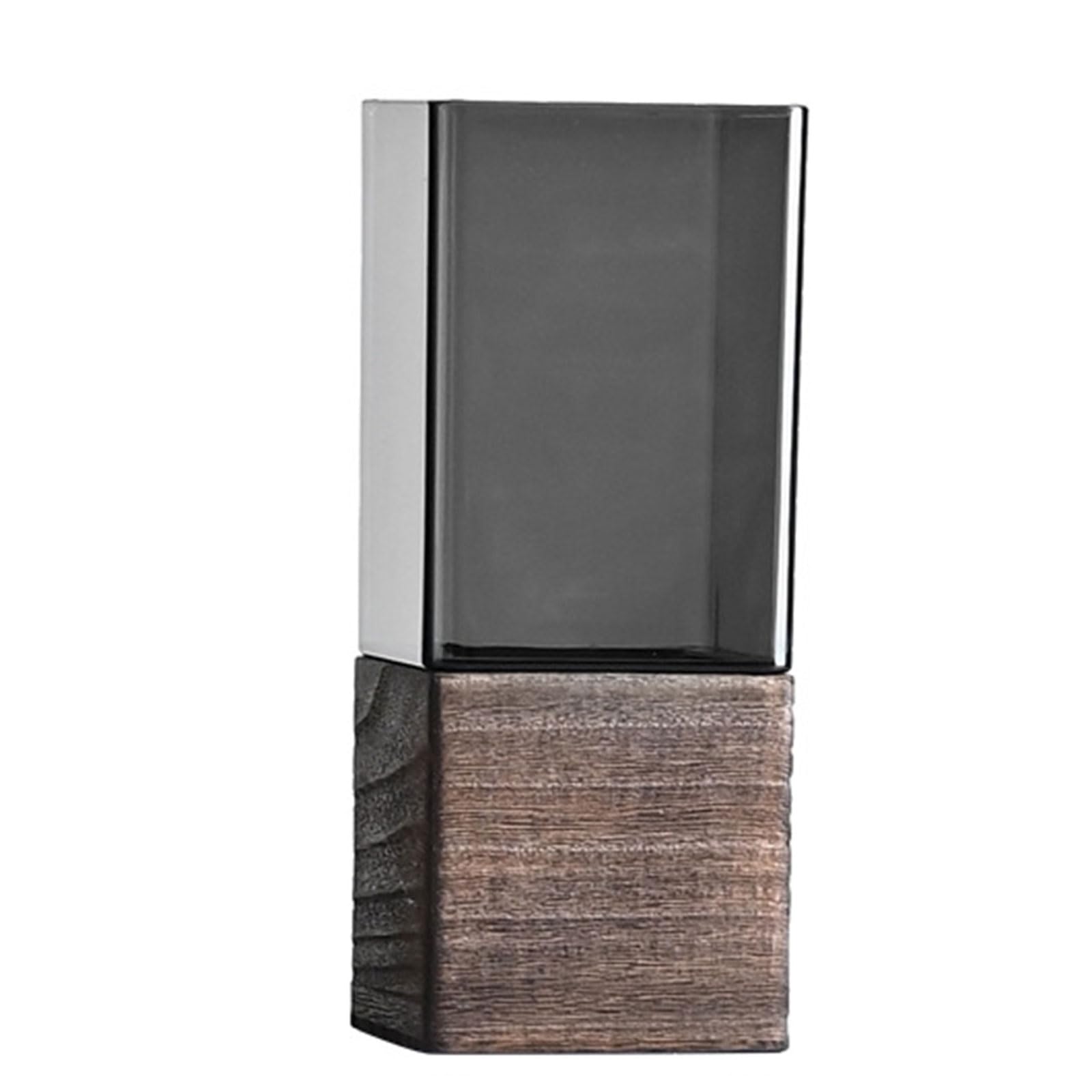 Artistic Acrylic Vases, Wooden Base Square/Cylindrical Flower Vases Rustics Styles Vase Centerpieces for Wedding Home Shatterproof Acrylic Flower