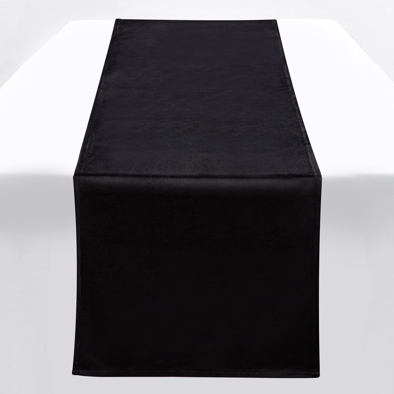 ZTDOLLTable Runner 33 x 220 cm Black Plain Table Runner Satin Table Runner Luxury Soft Velvet Table Runner for Party Holiday Wedding Gathering