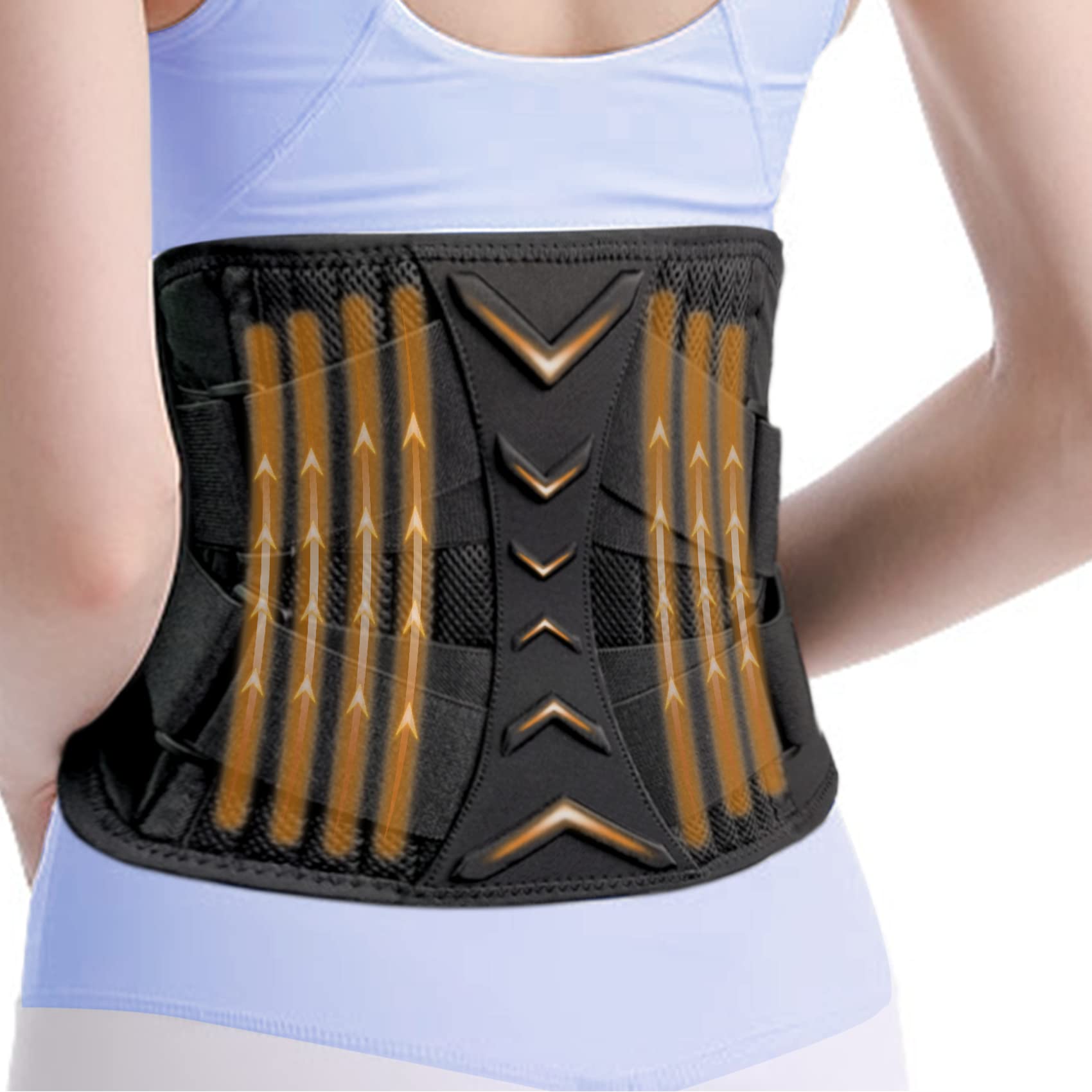 HIGHLOONG Adjustable Back Waist Lumbar Support, Breathable Lower Back Brace Belt Straps - Instant Pain Relief for Herniated Disc, Sciatica, Scoliosis (XX-Large)
