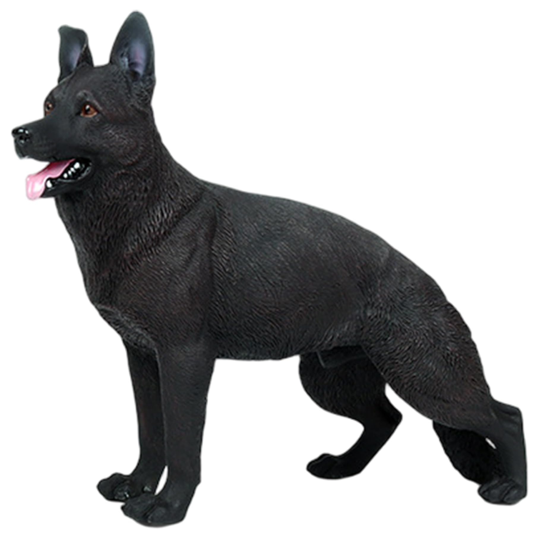Wxyestna German Shepherd Figurine Realistic Black German Shepherd Statue Detailed Animal