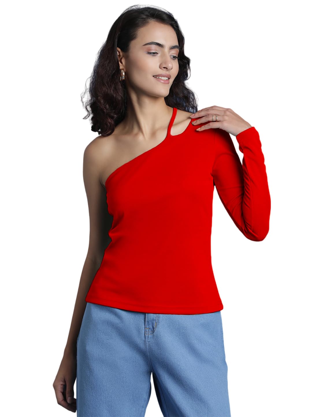 kotty Women's Solid Butterfly Sleeve Relaxed Fit Rani Pink Top-picture-28