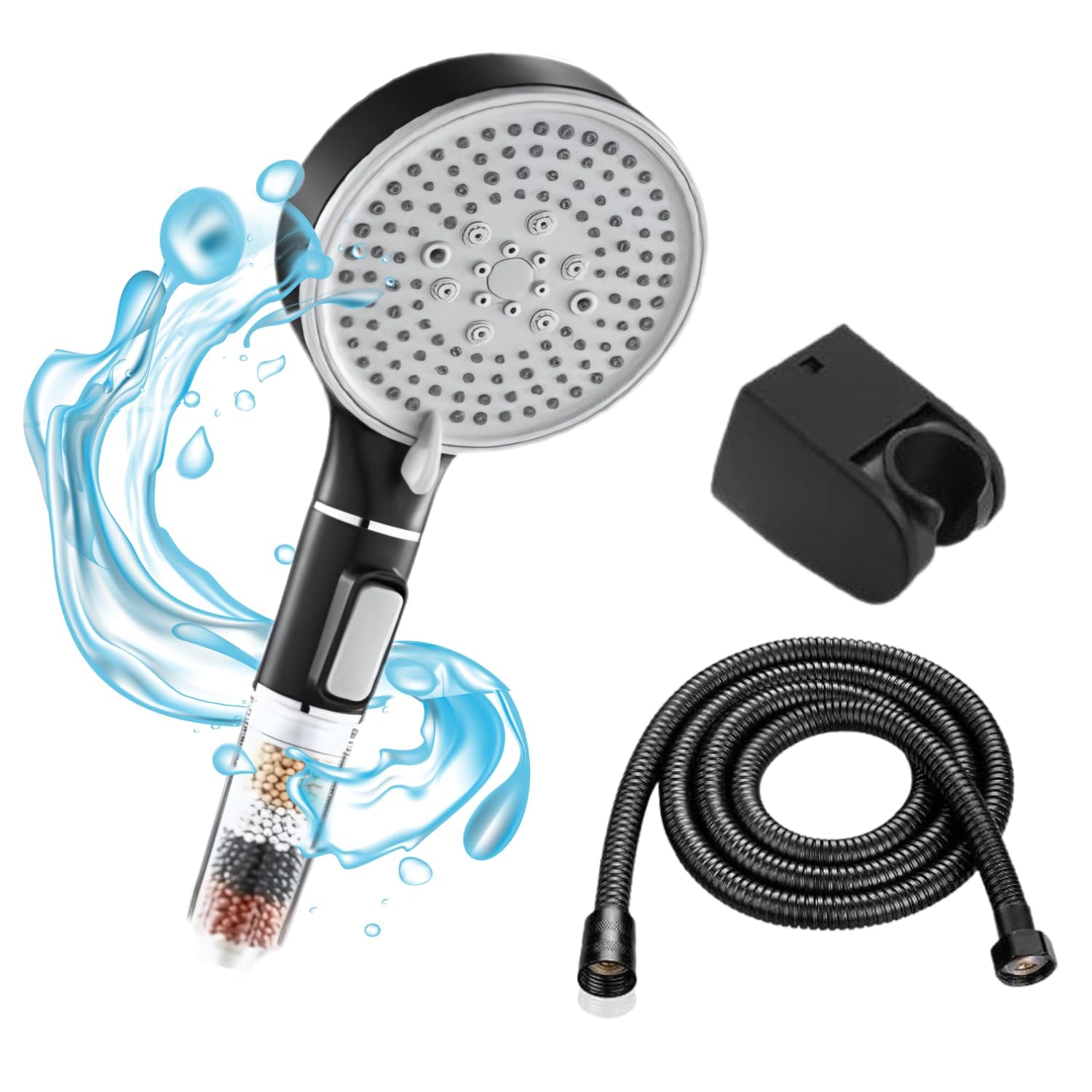 Luxury Shower Filter – Handheld Shower Head Set for Healthier Skin - Water Filter Shower for Hair Loss & Dry Skin With 150CM Hose – High Pressure Shower Head Removes Chlorine - فلتر دش الاستحمام