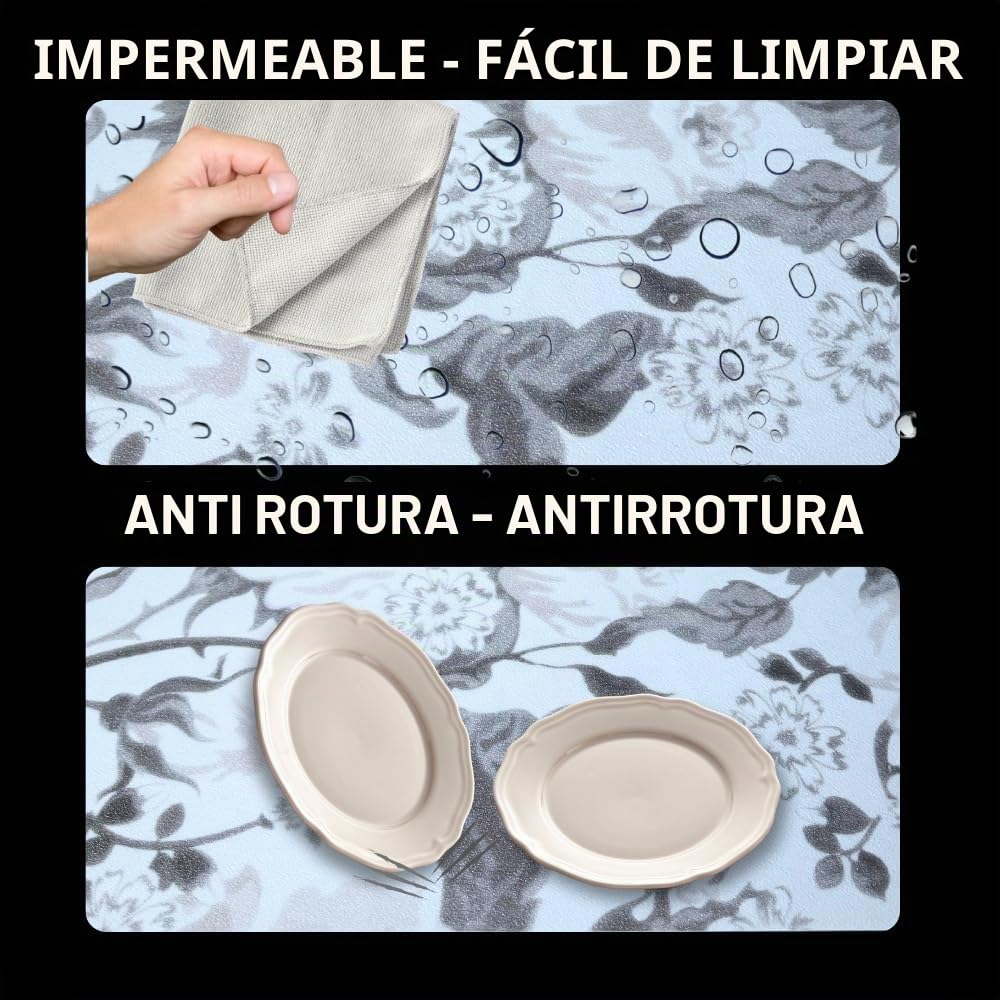 Pack 2 Alfombra Vinilo Cocina Antideslizante – Alfombrilla Vinílica Lavable PVC para Cocina Moderna 43x72 y 43x120 cm (Flowers)