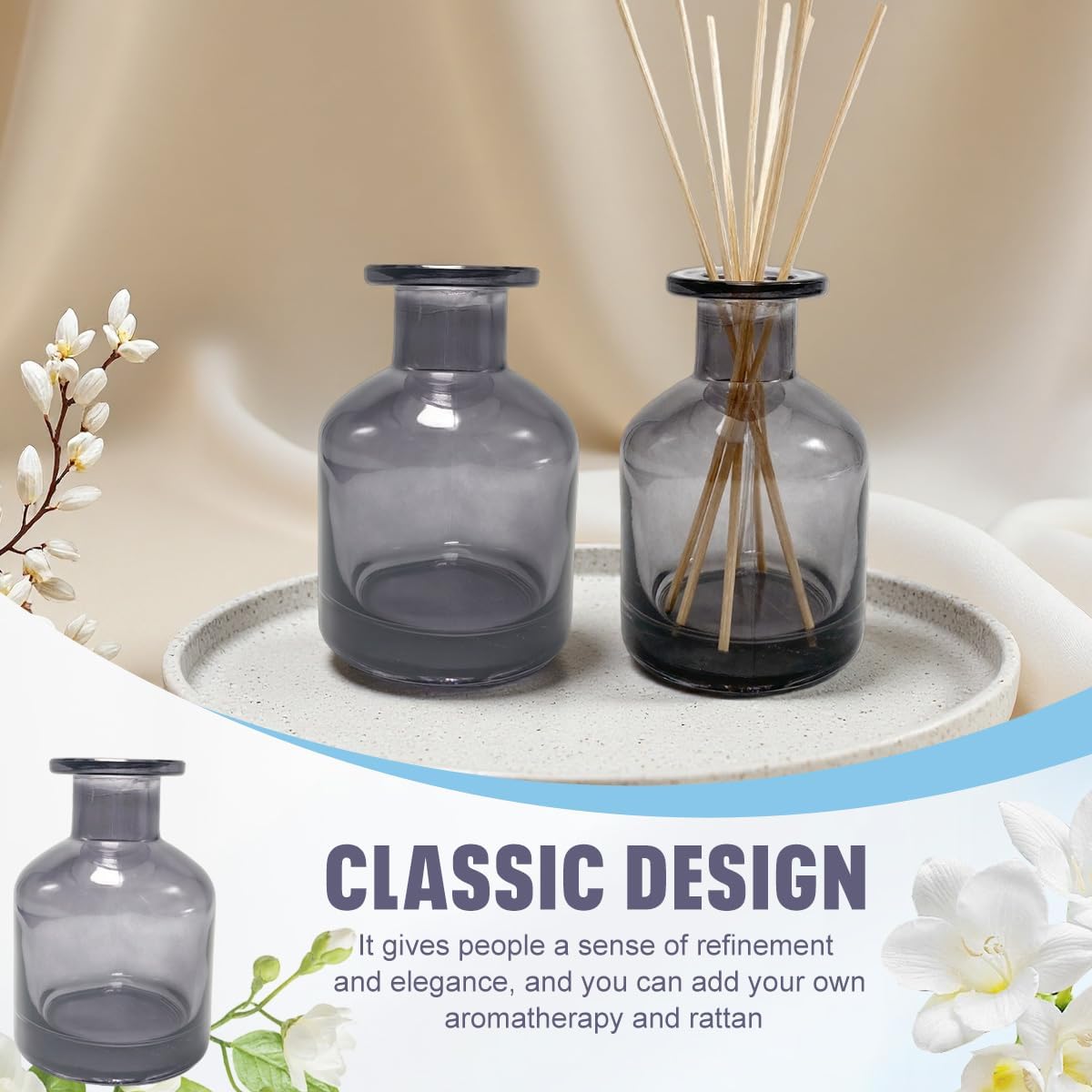 erioctry 1PCS 150ml/5oz Glass Diffuser Bottle Aromatherapy Jar Exquisite Essential Oils Container Fragrance Accessories Use for DIY Diffuser Sticks Essential Oils Crafts Decor Gift - Image 4