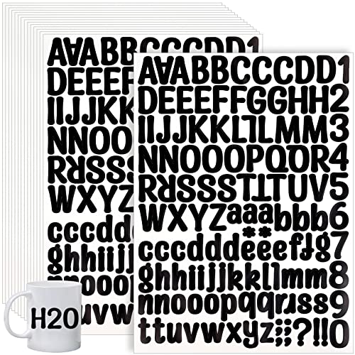 Image of 15 Sheets Letter Stickers, 1890 Alphabets Stickers Self-Adhesive Sticker Letters, Black Vinyl Letter Stickers, Mailbox Numbers Sticker DIY Crafts Art Making for Signs Window Addresses Cars Business