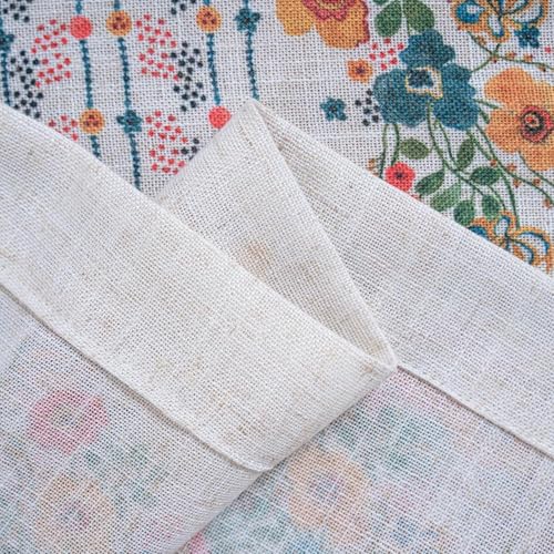 Image of MYSKY HOME Boho Floral Curtains for Bedroom Linen Blended Semi Sheer Flower Curtains & Drapes 72 Inches Length 2 Panels Farmhouse Room Decor Style Back Tab for Dining Room, Yellow, 50 inch x 72 inch