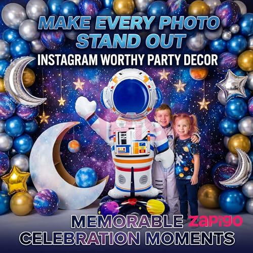 Image of Balloonistics Astronaut Self-Standing Large Foil Balloon | Space Theme Birthday Party Decoration | Outer Space Astronaut Birthday Balloon | No Helium Needed