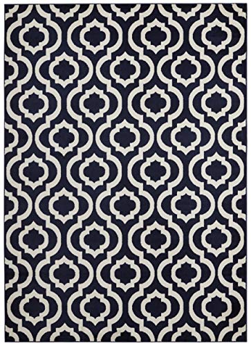 Diagona Moroccan Trellis Area Rug, 63" W x 83" L, Navy/Ivory