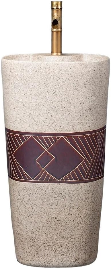 Pedestal Sinks Retro Basin Column Wash Villa Floor Integrated Courtyard Ceramic Small Balcony Bathroom Sink (A)