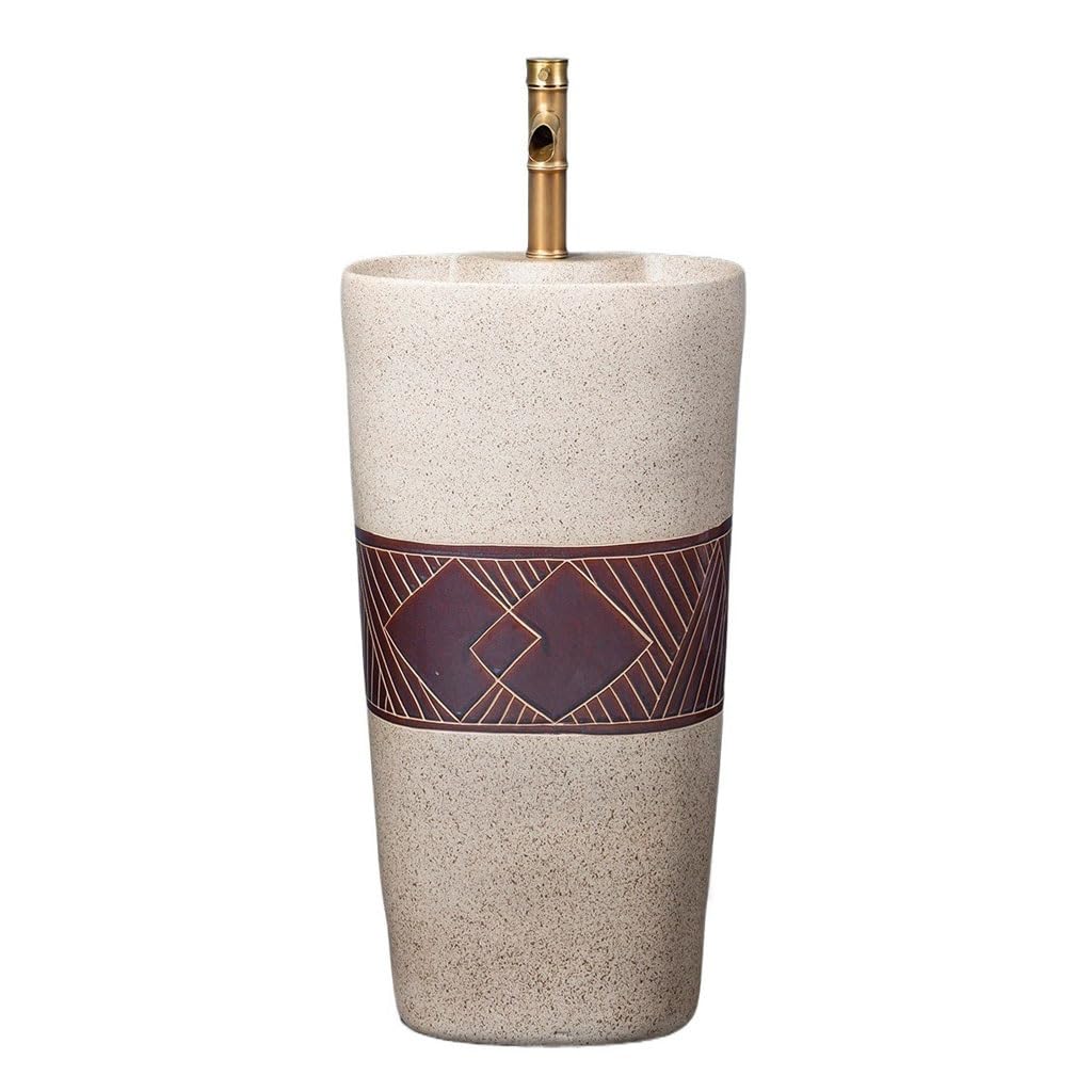 Bathroom Sink Retro Basin Column Wash Basin Villa Floor Wash Basin Integrated Basin Courtyard Ceramic Column Small Balcony Bathroom Vanity
