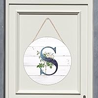 Vista 111 de Welcome Sign for Wall Initial Letter C Blue Round Wood Signs Monogram White Floral Wood Plaque Fresh Flowers 12in Mid Century Home Wall Decor for