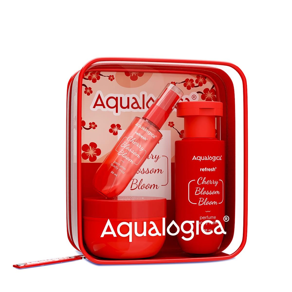 Aqualogica Refresh+ Cherry Blossom Bloom Body Care Set | Perfume Body Wash | Perfume Body Mist | Hydra Gel Moisturizer | Fragrance | Gift Set | Gifting For Birthday | Anniversary, Rakhi & Special Occasions| Premium Gift Pack