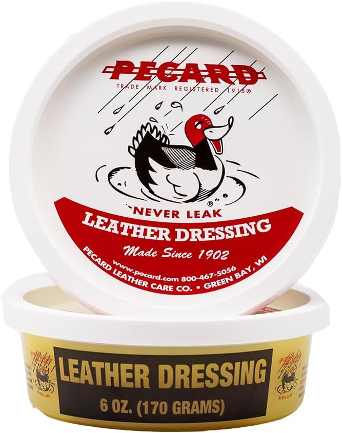 Pecard Leather Dressing 6 oz – Waterproofer and All-Purpose Leather Conditioner for Oil-Tanned, Chrome-Tanned, and Exotic Leathers – Cleans, Conditions, and Preserves