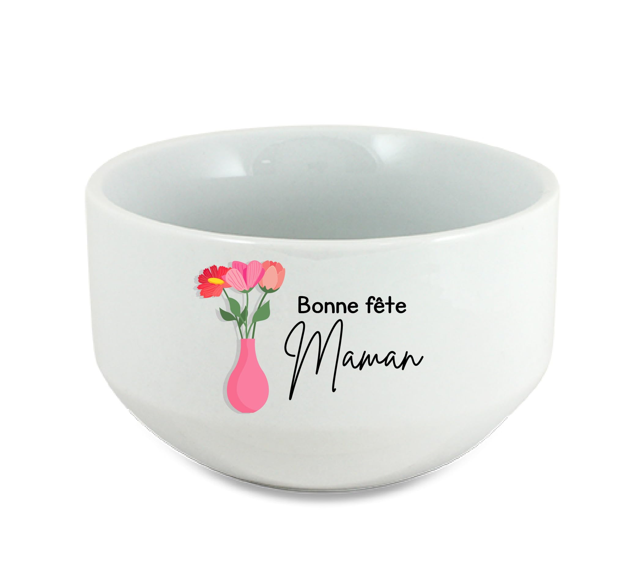 Bol en céramique 650ml - Design Bouquet de Fleurs + 'Bonne fête Maman' Personnalisable - Option avec 'Je t'aime [prénom]' ou prénom - Cadeau fête des mères Unique