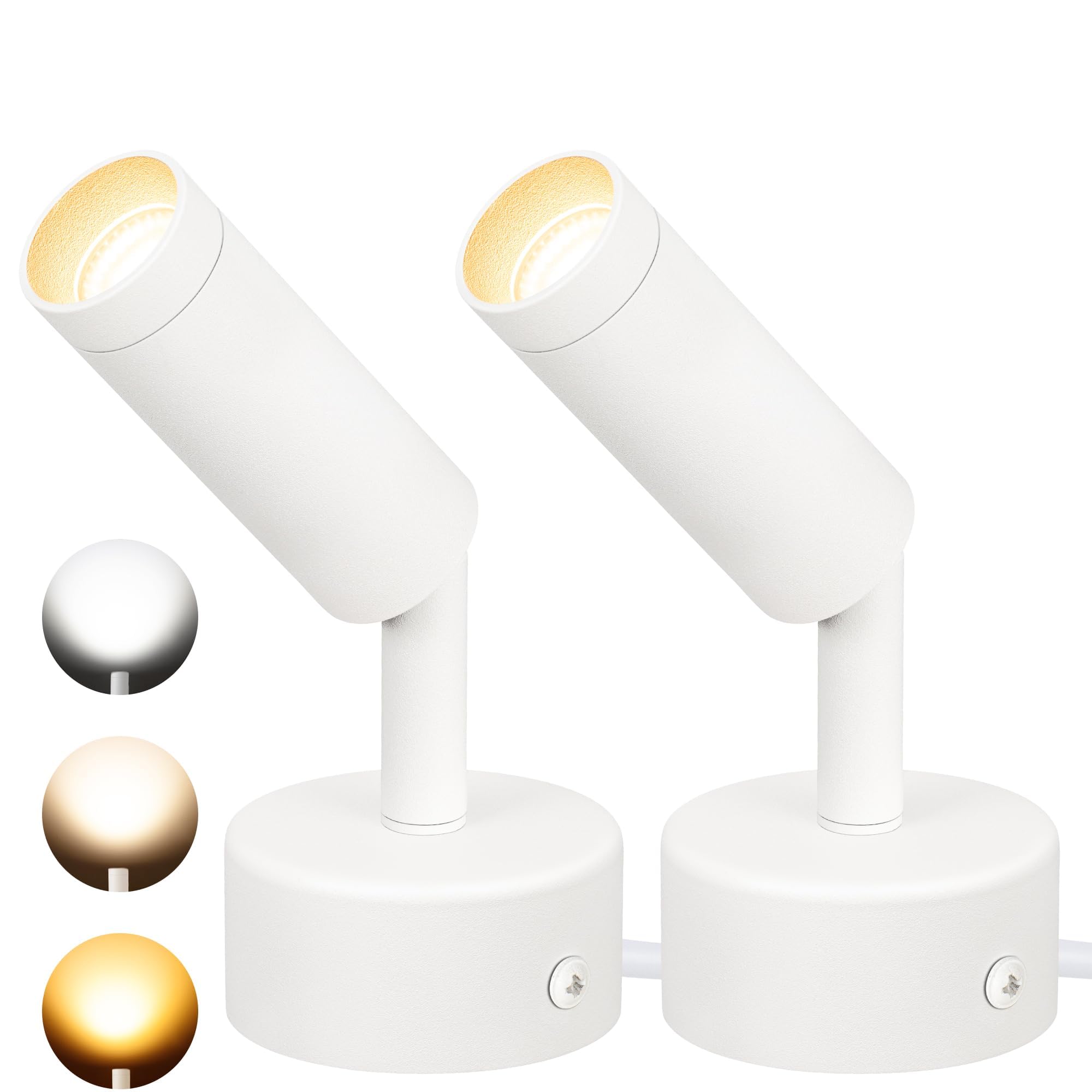 SUNVIE LED Spot Lights Indoor, 3W Up Lights with 10 FT Plug Cord
