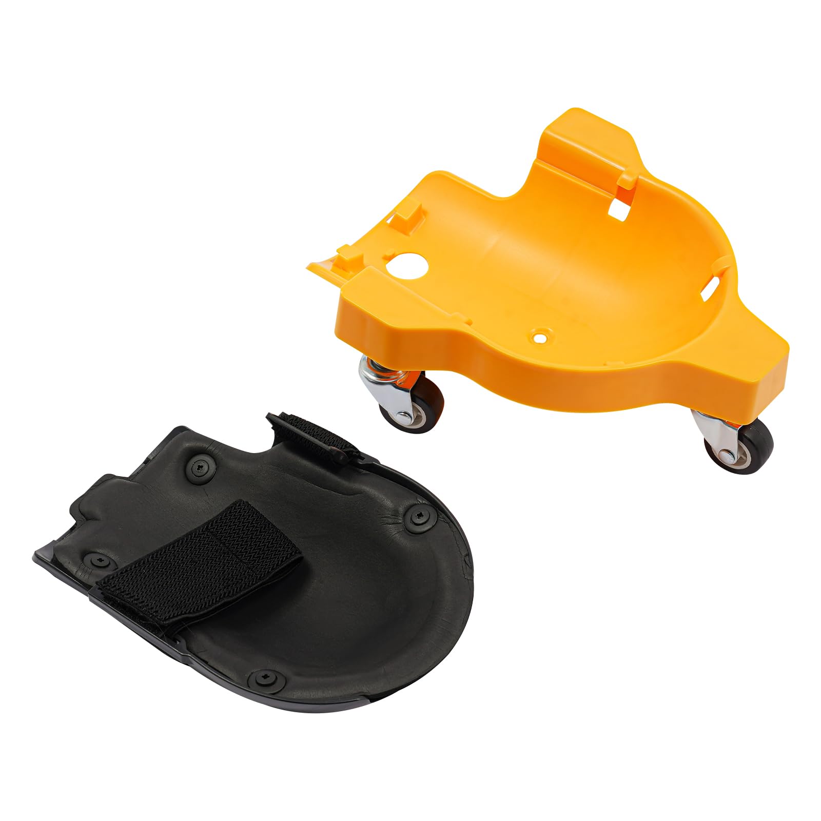 Lot de 2 genouillères roulantes avec 3 roues à 360 degrés et coussins en gel confortables, genouillères pour le travail, le chantier, avec sangles réglables, jaune