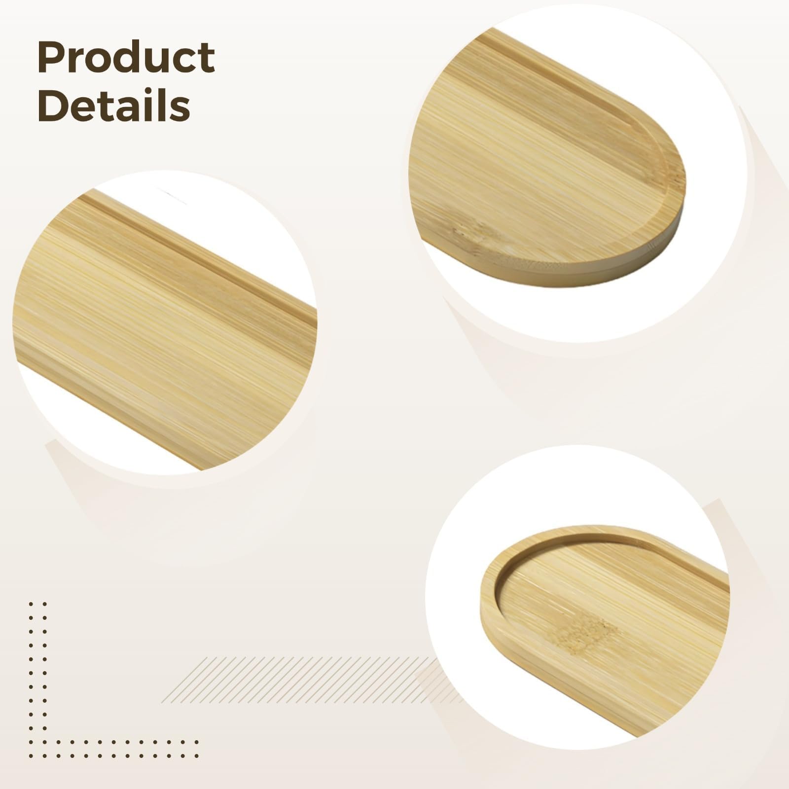 Lot de 5 plateaux de service ovales en bambou lisse en bois d'acacia parfait pour la salle à manger et les travaux manuels Facile à nettoyer 24,9 x 8,9 cm – Idéal pour la maison et la cuisine
