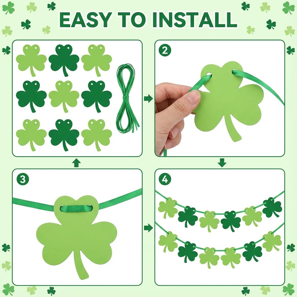 St Patricks Day Decorations,2Pcs Clover Banner for St. Patrick's Day Decor - Image 3