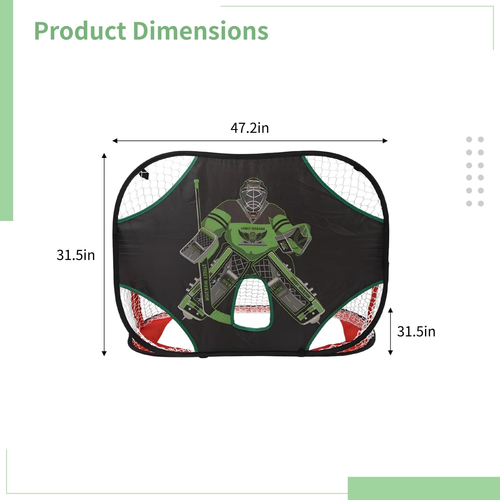 Cible de tir hockey sur glace tissu Oxford motif gardien de but 90 x 60 x 60 cm intérieur extérieur